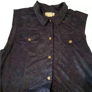 Graver Studio Navy Button Up Vest Faux Suede Size XL.